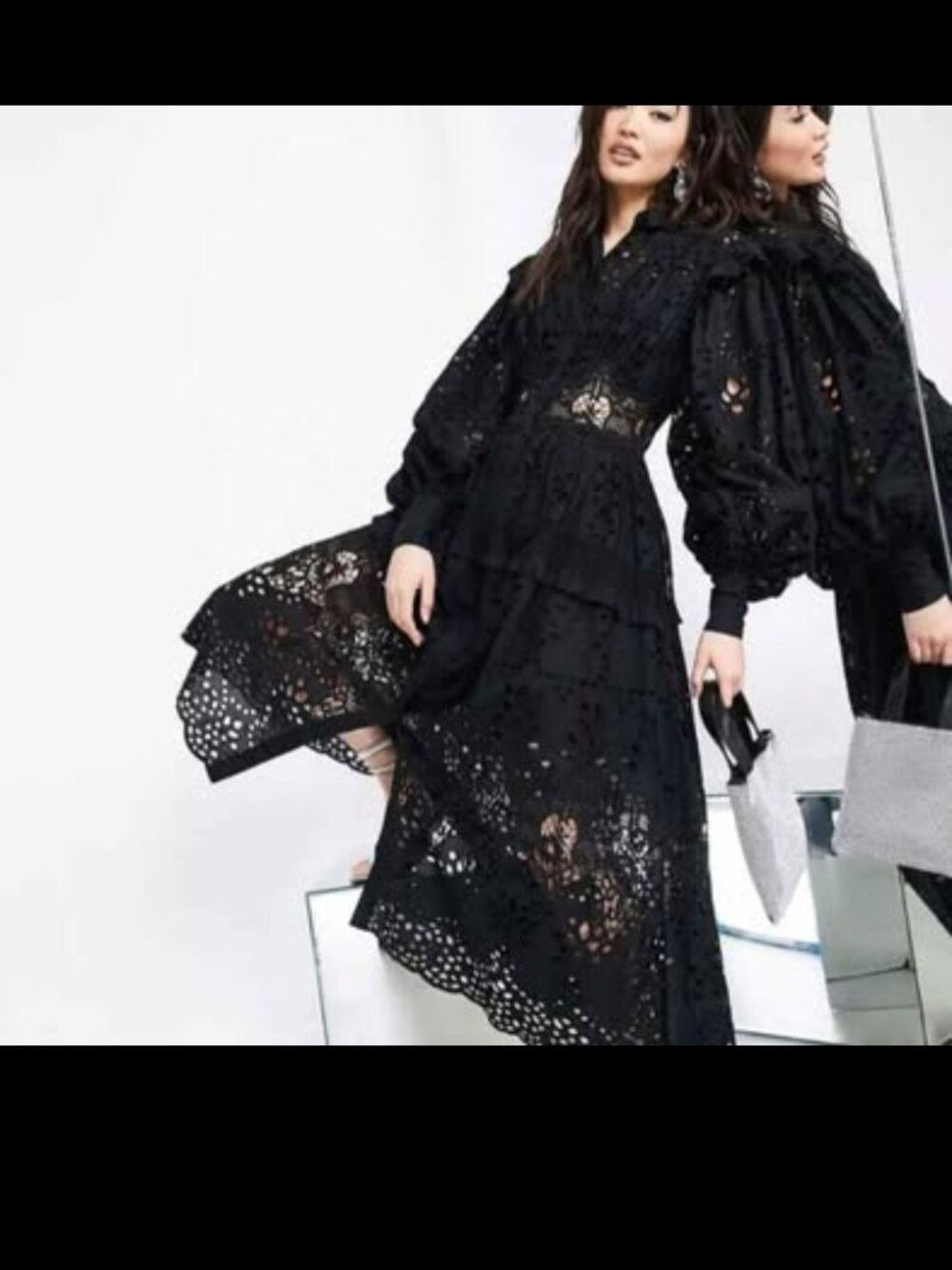 ASOS EDITION broderie shirt dress in Black. New